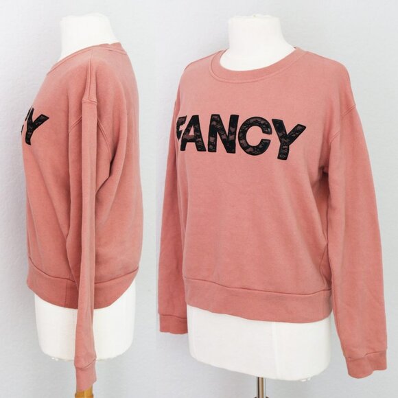 Betsey Johnson Performance Mauve Pink FANCY Lace Applique Crew Neck Sweatshirt S - Picture 9 of 12
